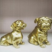 Копилка - пес керамика позолота бульдог такса